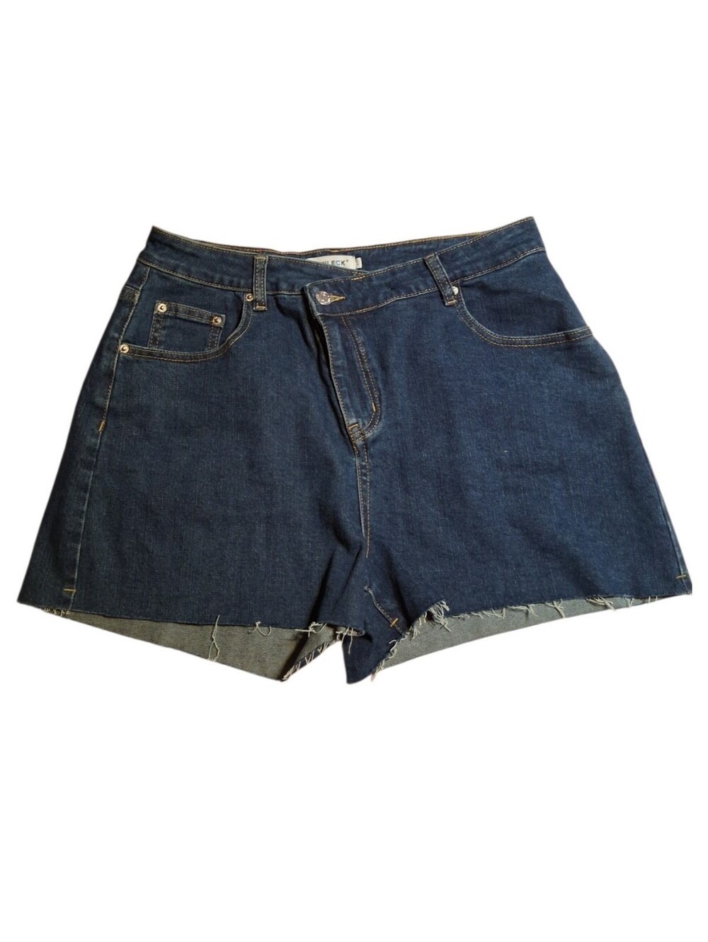 GENLECK Blue Denim High-Waisted Raw Hem Summer Casual  Shorts Size Large